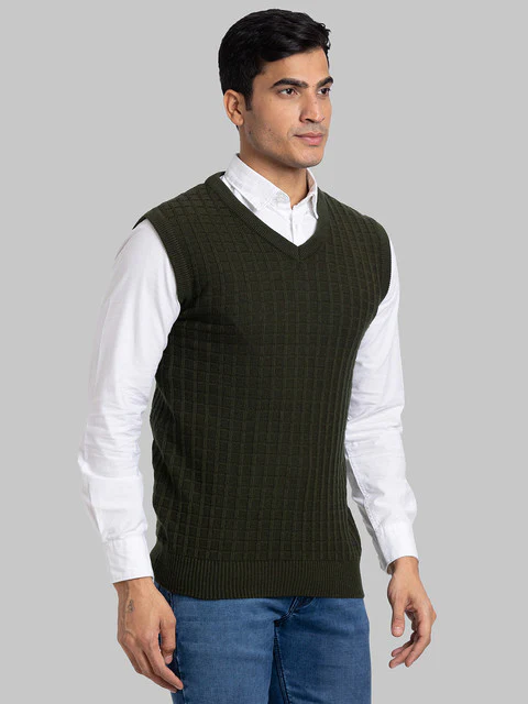 Parx Men Green Structure Acrylic Sweater - Image 2