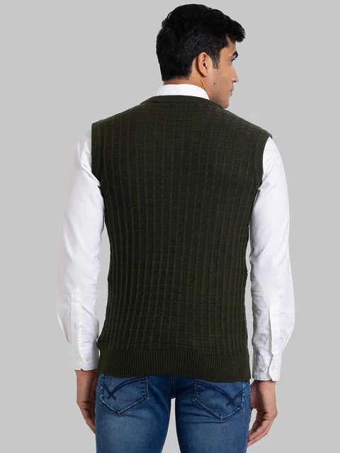 Parx Men Green Structure Acrylic Sweater - Image 4