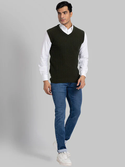 Parx Men Green Structure Acrylic Sweater - Image 5