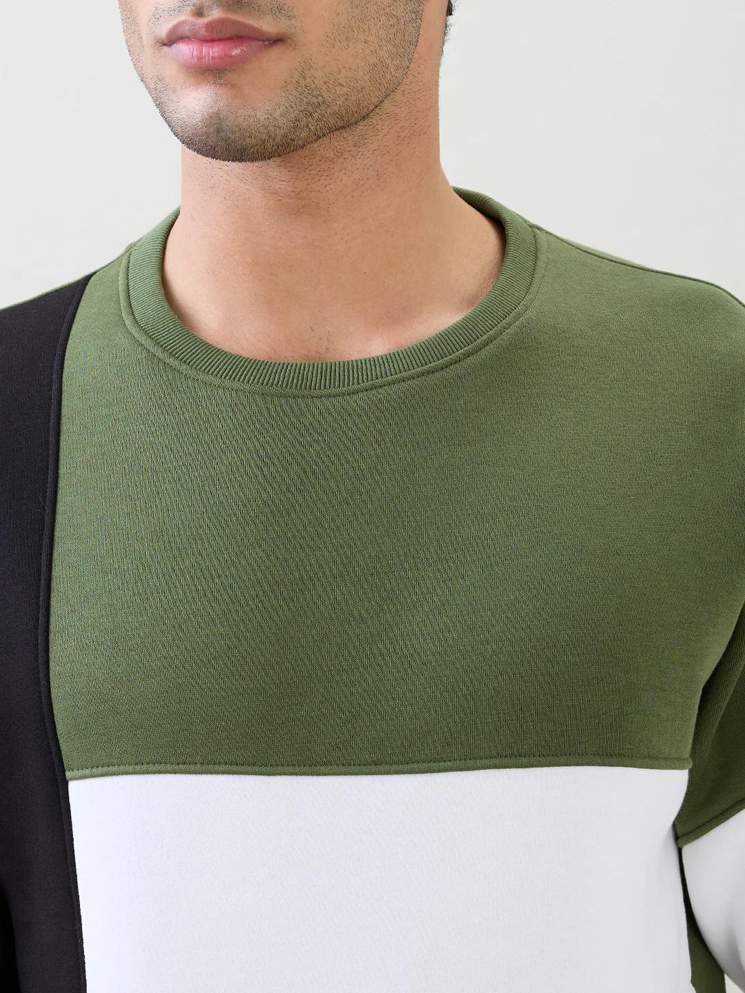 Parx Men Green Yarn Dyed Regular Fit Cotton Blend Full Sleeve Round Neck Collar Sweatshirt - Image 6