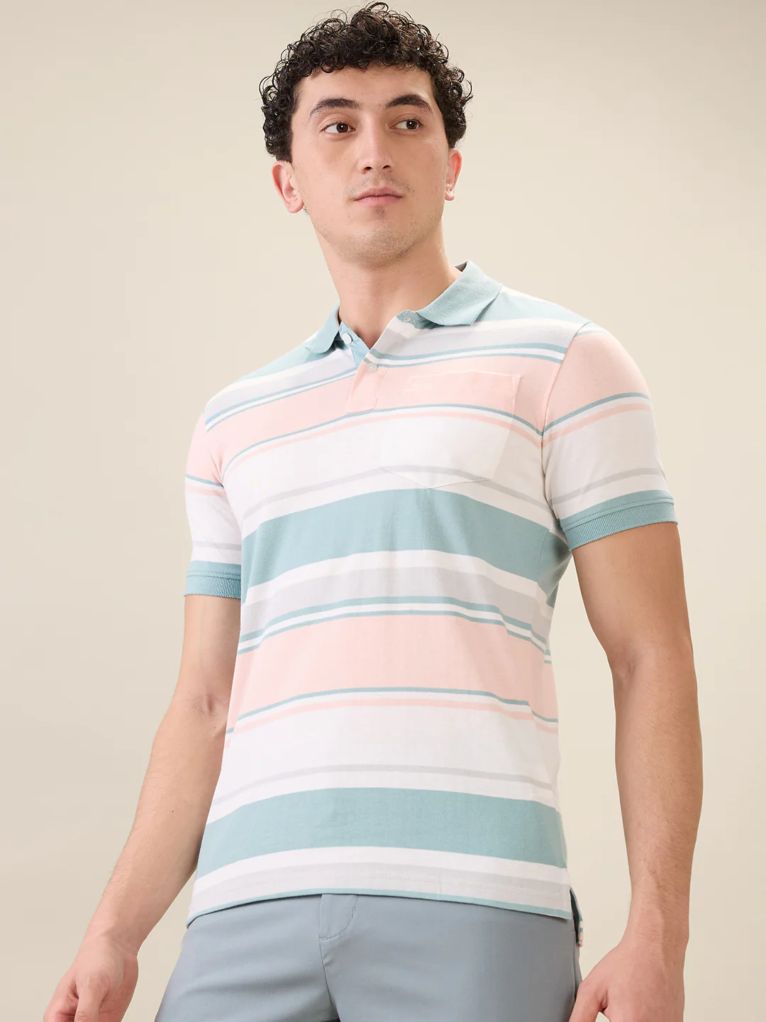 Parx Men Green Yarn Dyed Regular Fit Cotton Blend Half Sleeve T-Shirt - Image 3