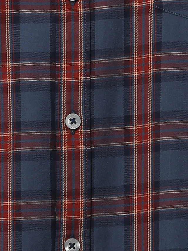 Parx Men Blue Checkered Slim Fit Cotton Casual Shirt - Image 7