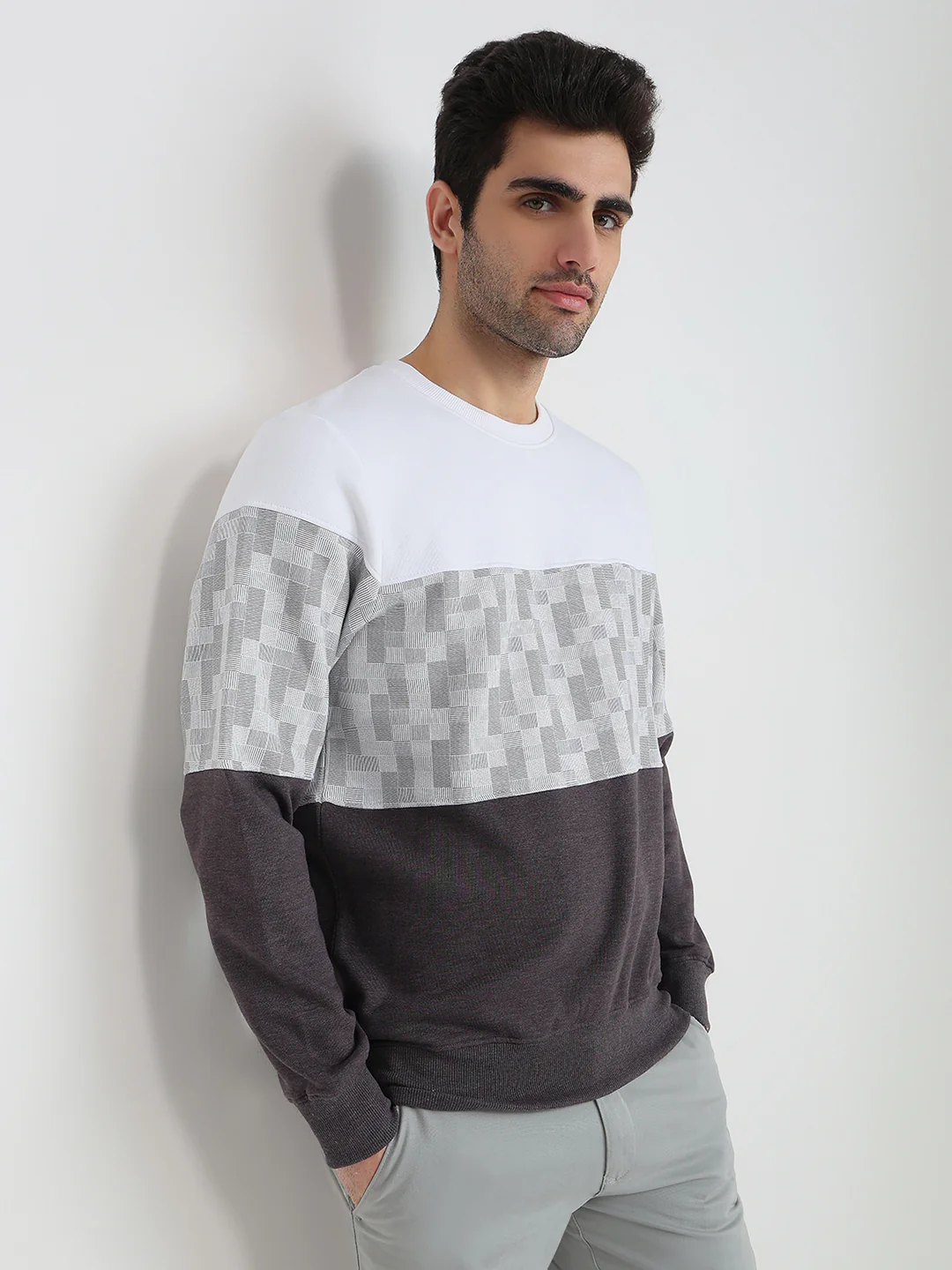 Parx Men Grey Cut & Sew Regular Fit Cotton Blend Sweatshirt - Image 2