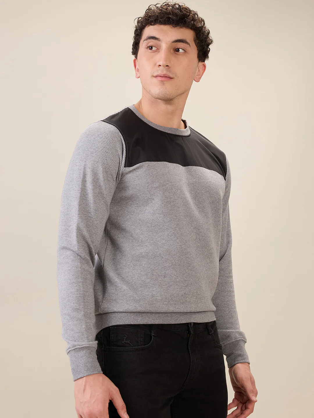 Parx Men Grey Cut & Sew Regular Fit Cotton Blend Sweatshirt - Image 2