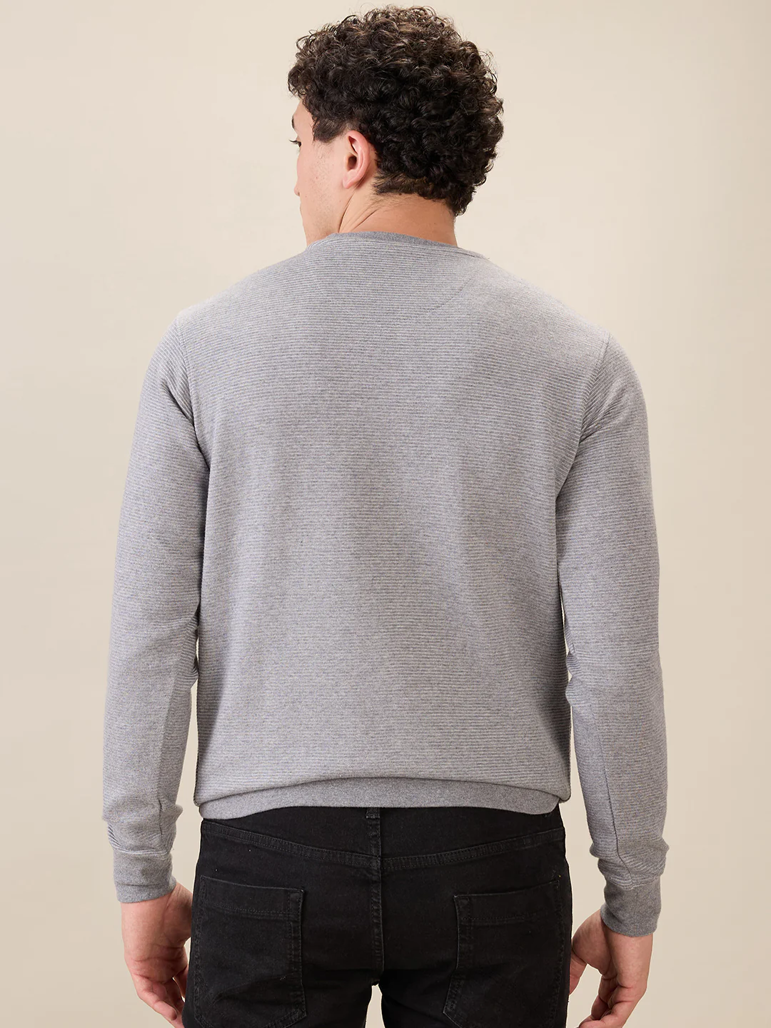 Parx Men Grey Cut & Sew Regular Fit Cotton Blend Sweatshirt - Image 4