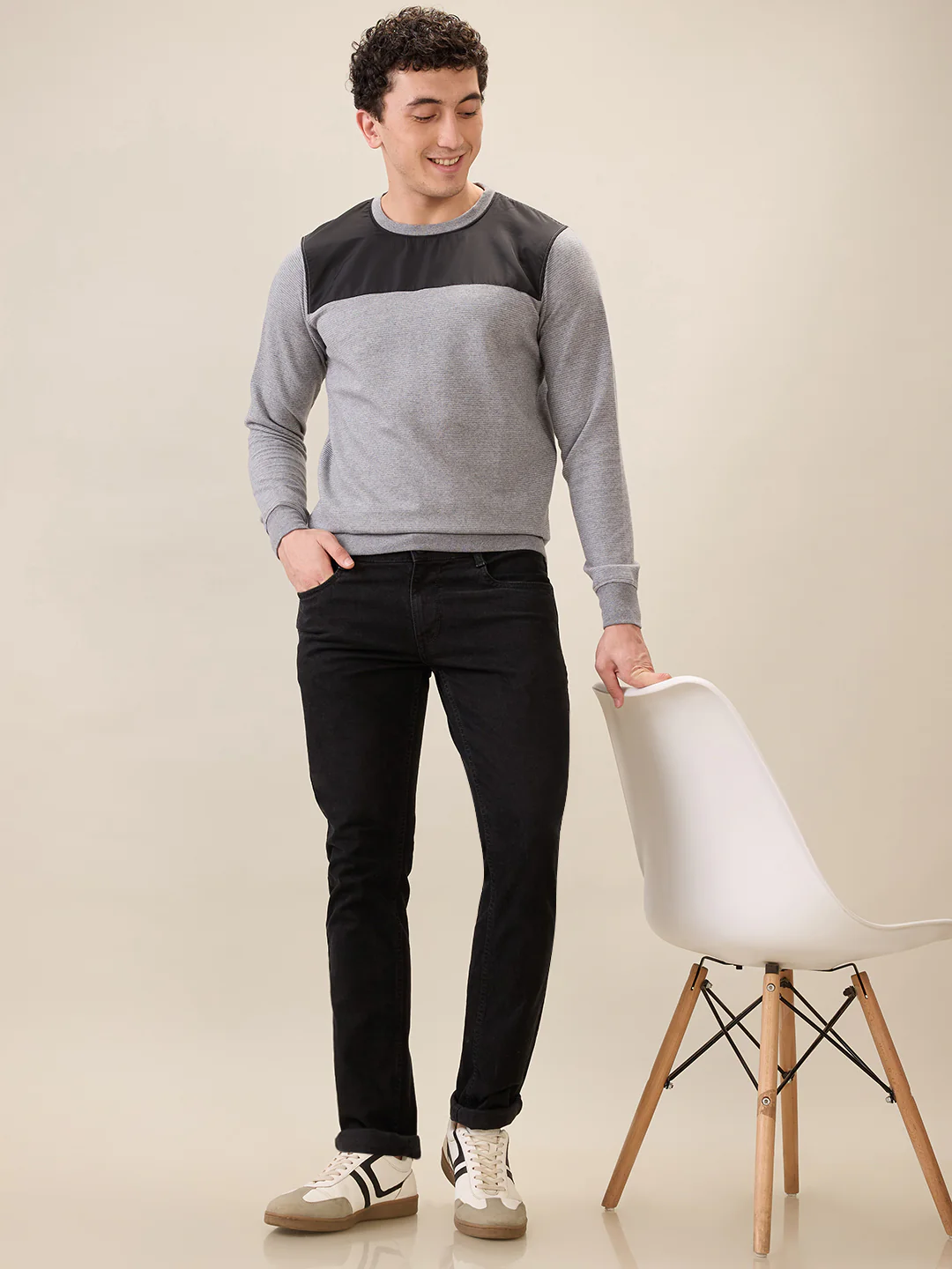 Parx Men Grey Cut & Sew Regular Fit Cotton Blend Sweatshirt - Image 7