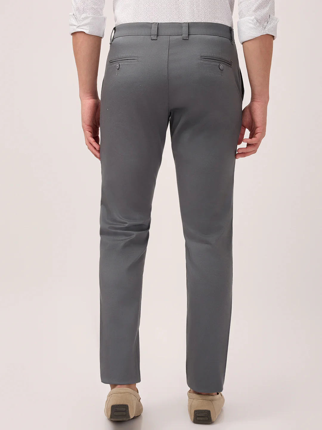 Parx Men Grey Dobby Low Rise Tapered Fit Cotton Blend Trouser - Image 4