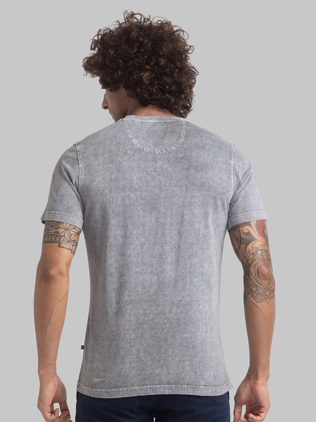 Parx Men Grey Graphic Print Regular Fit Half Sleeve Round Neck T-Shirt - Image 4