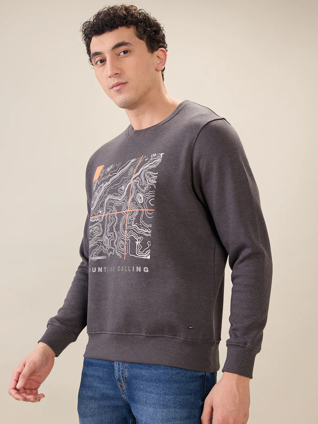 Parx Men Grey Graphic Regular Fit Cotton Blend Sweatshirt - Image 3