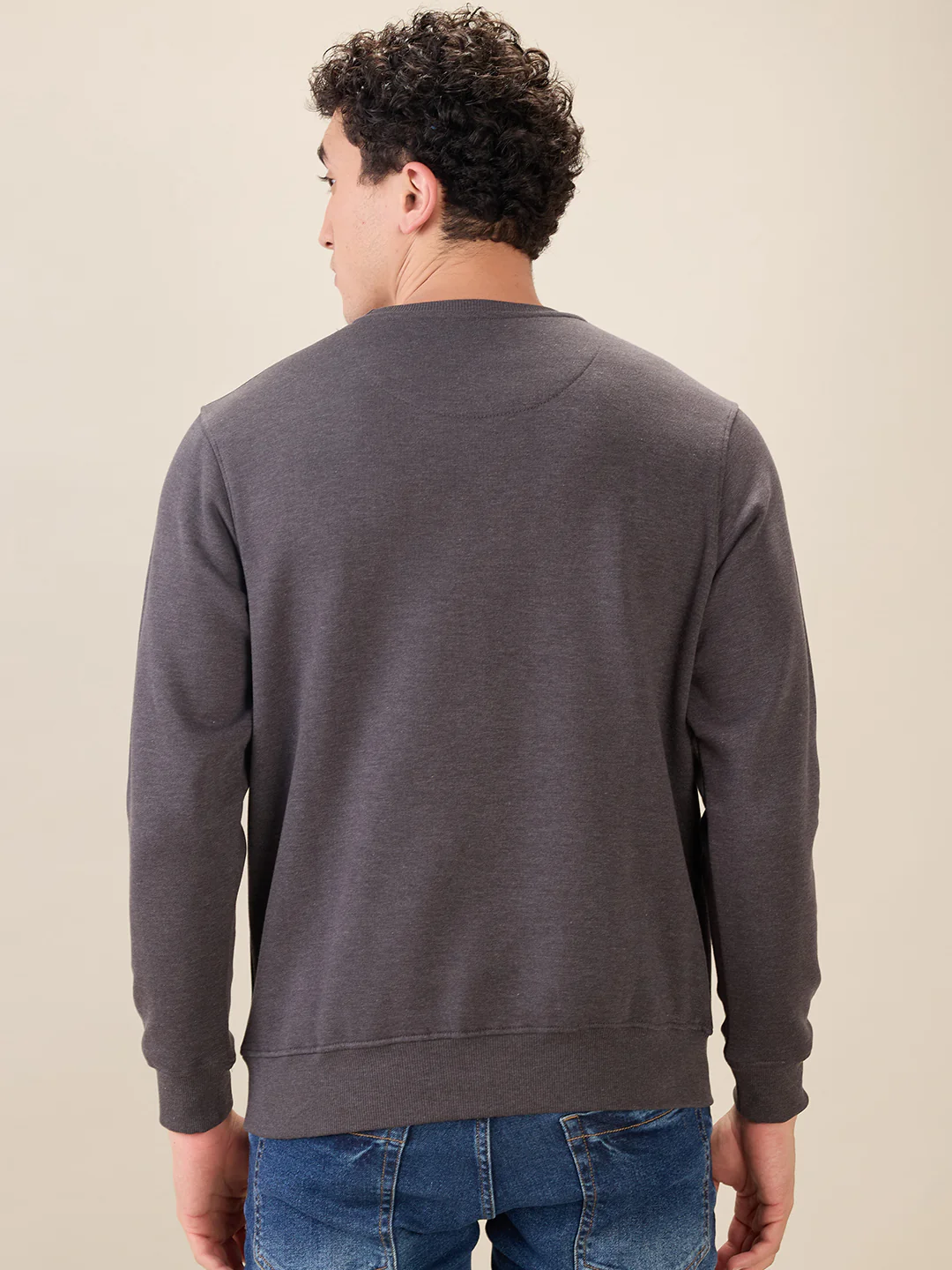 Parx Men Grey Graphic Regular Fit Cotton Blend Sweatshirt - Image 4