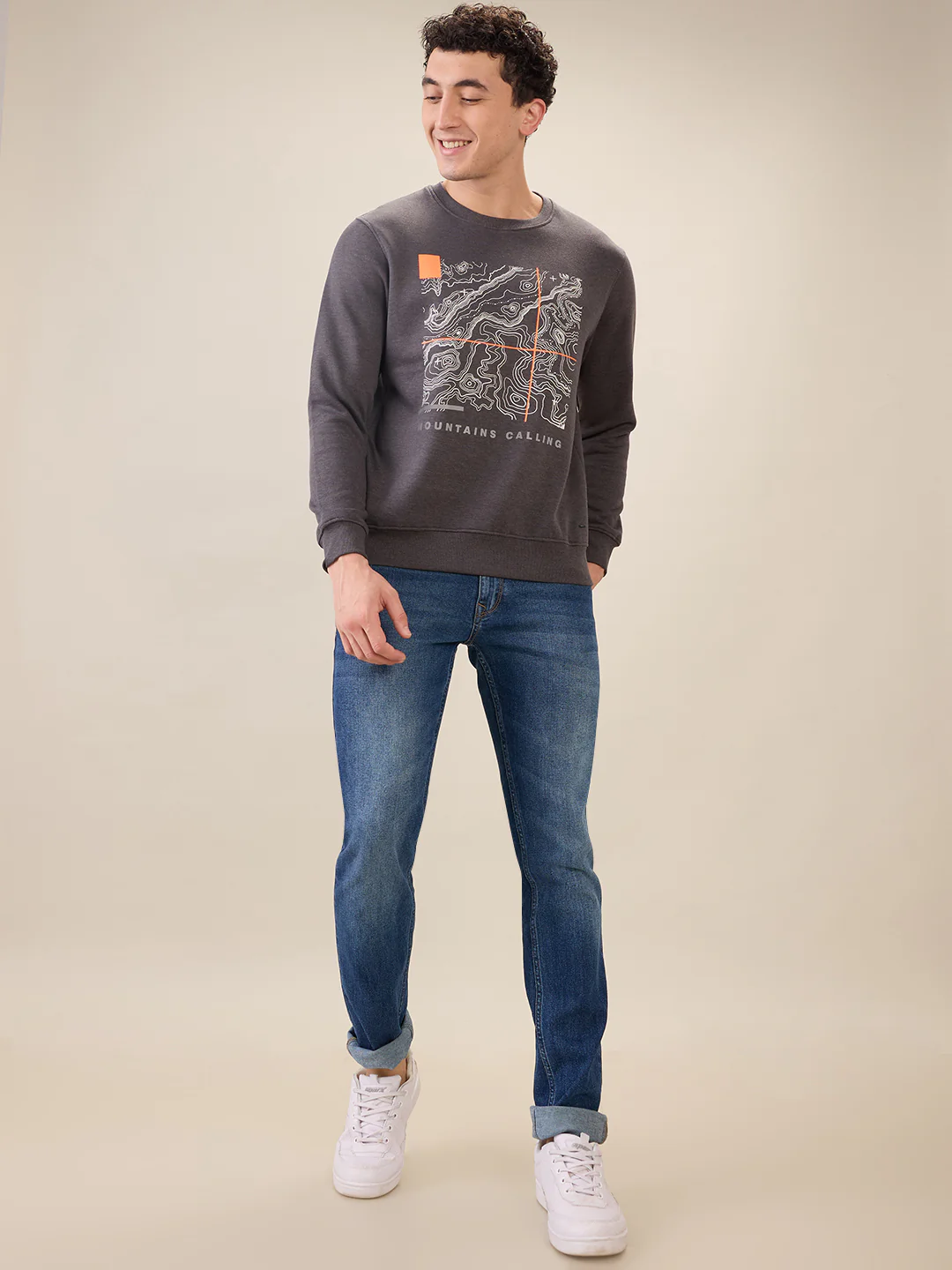 Parx Men Grey Graphic Regular Fit Cotton Blend Sweatshirt - Image 5