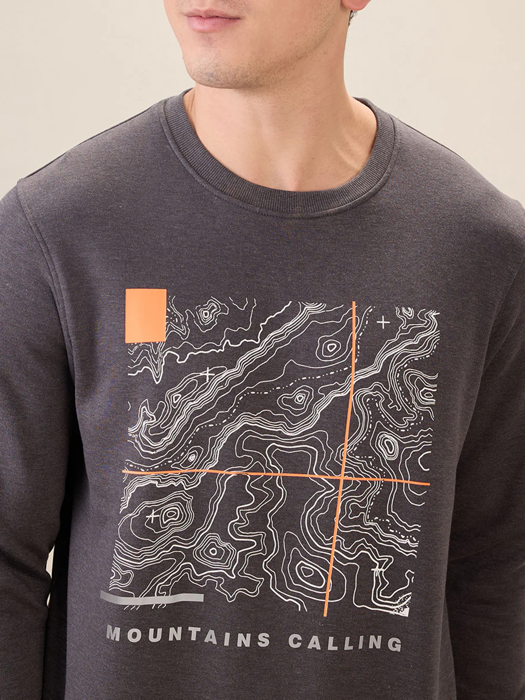 Parx Men Grey Graphic Regular Fit Cotton Blend Sweatshirt - Image 6
