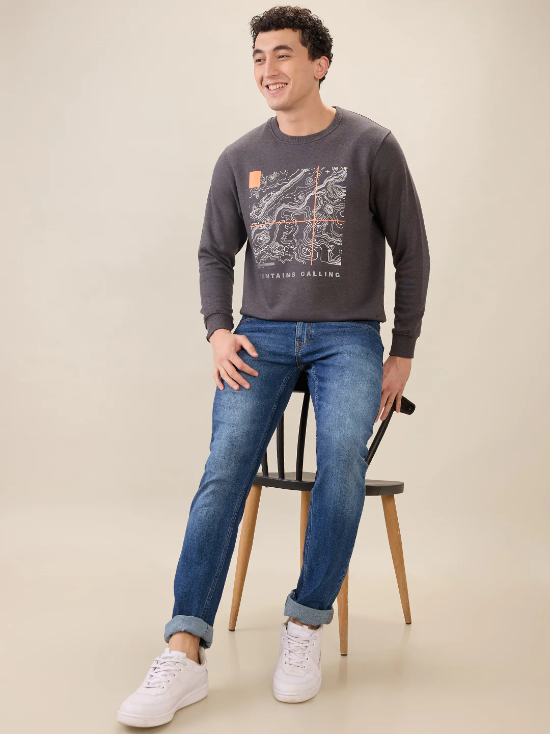 Parx Men Grey Graphic Regular Fit Cotton Blend Sweatshirt - Image 7
