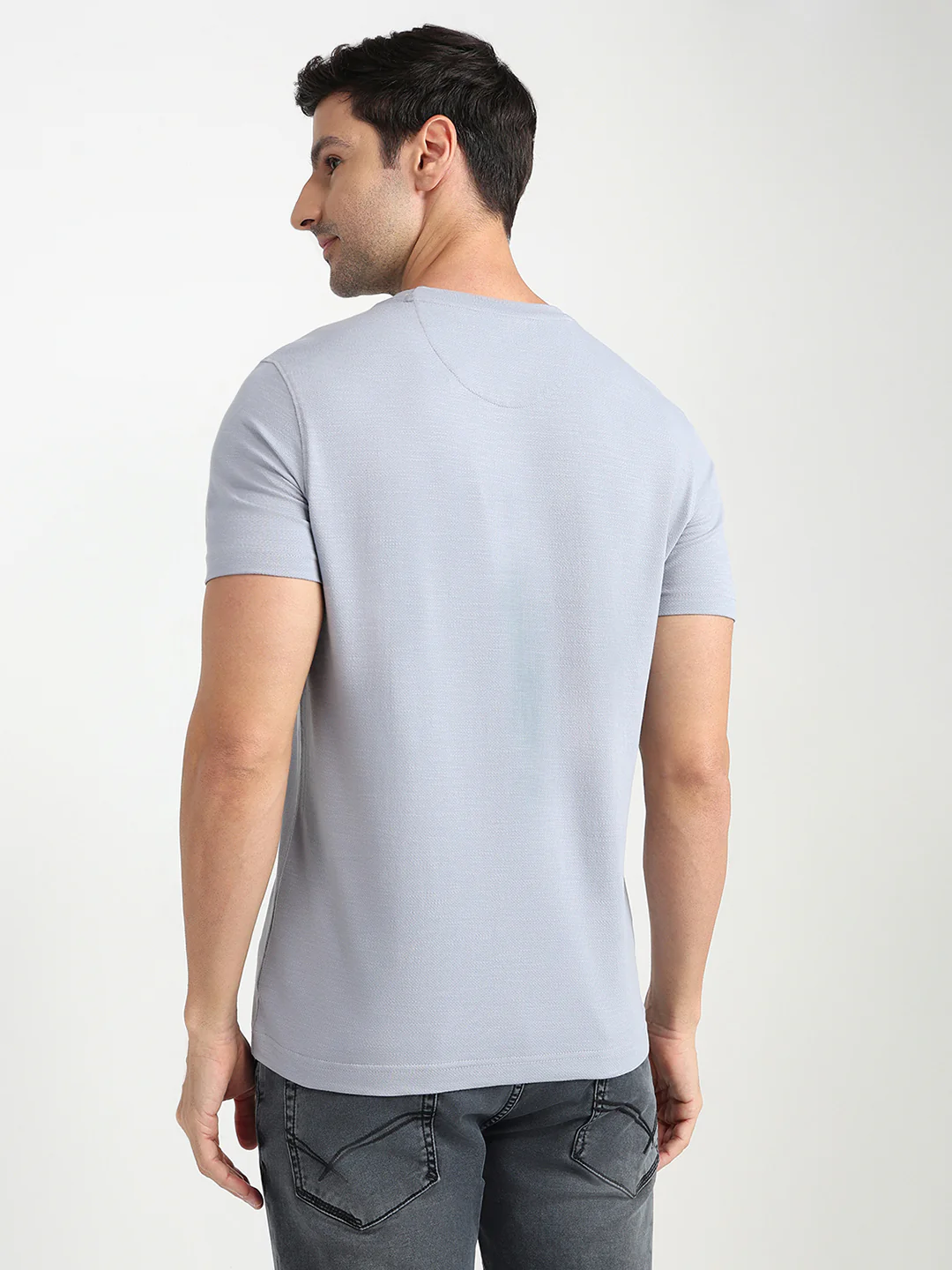 Parx Men Grey Graphic Regular Fit Cotton Half Sleeve Round Neck Collar T-Shirt - Image 4