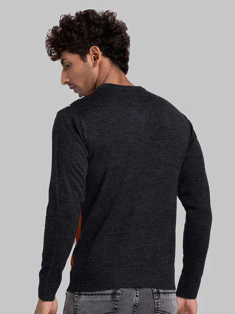 Parx Men Grey Intarsia Acrylic Sweater - Image 4