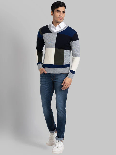 Parx Men Grey Intarsia Acrylic Sweater - Image 5