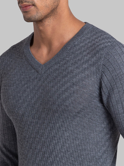Parx Men Grey Jacquard Acrylic Sweater - Image 6
