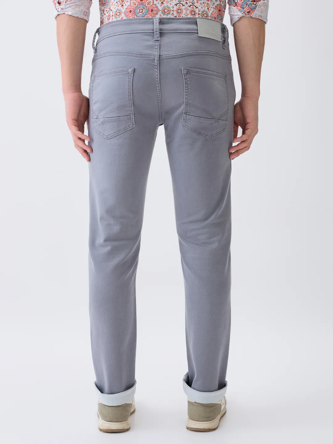 Parx Men Grey Knitted Low Rise Tapered Fit Cotton Blend Jeans - Image 4