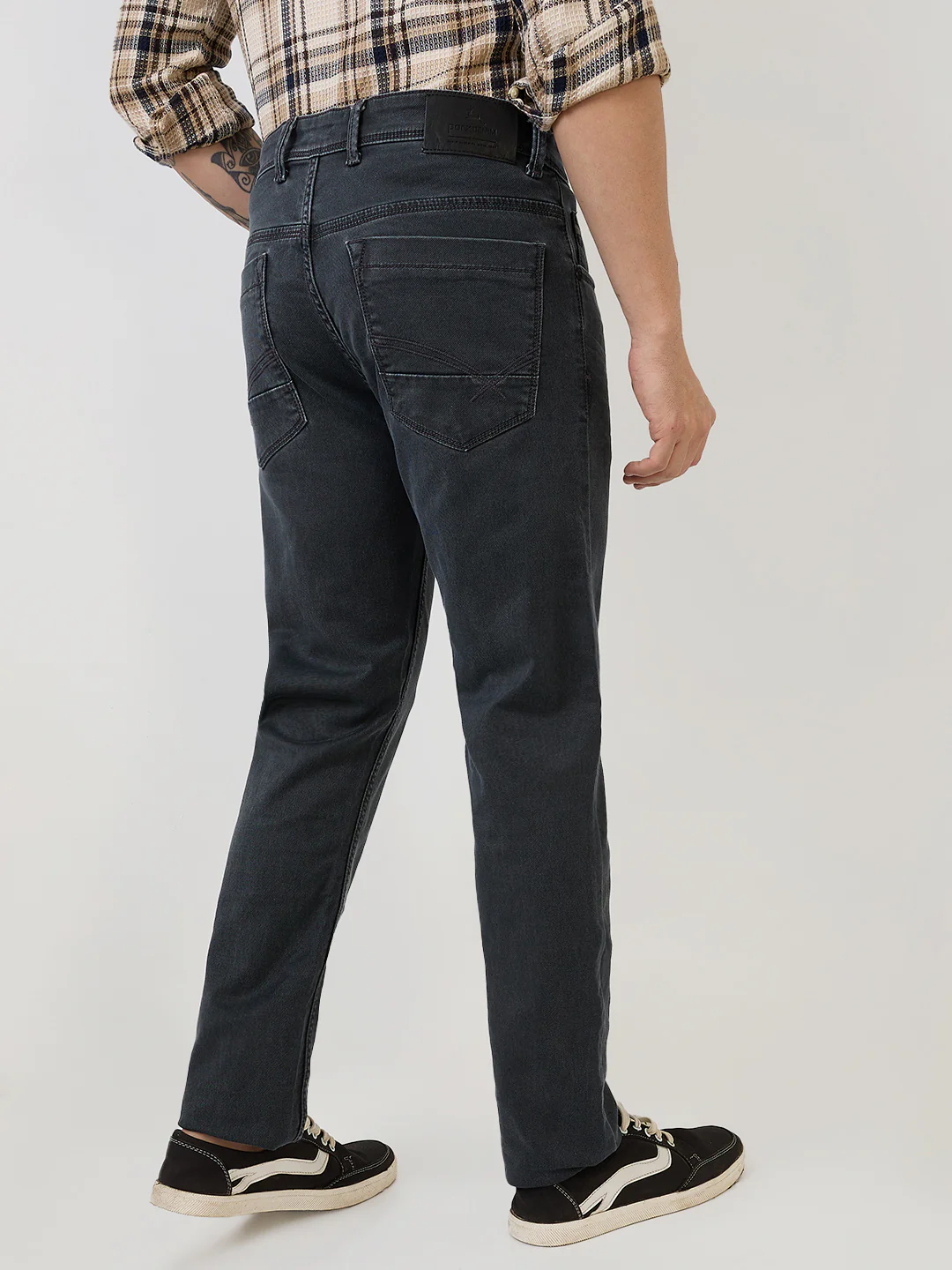 Parx Men Grey Knitted Low Rise Tapered Fit Cotton Blend Jeans - Image 4