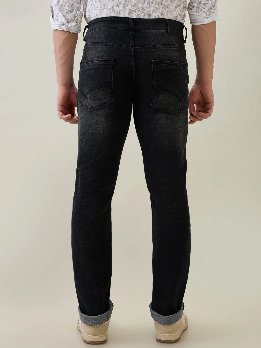 Parx Men Grey Knitted Slim Tapered Fit Cotton Blend Jeans - Image 4