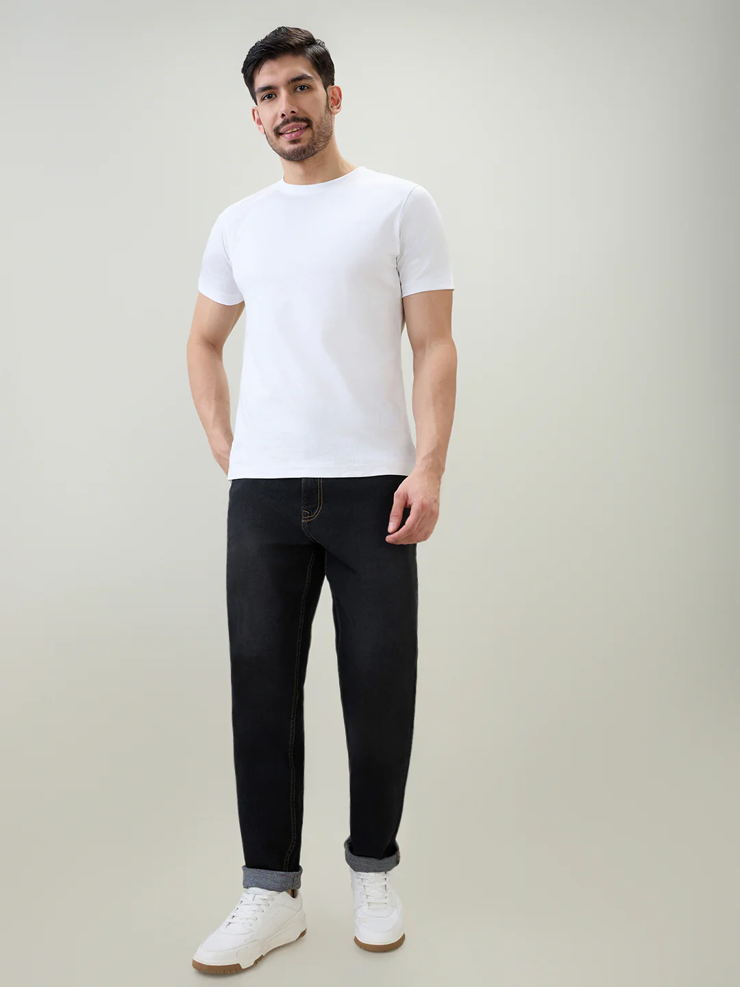 Parx Men Grey Knitted Slim Tapered Fit Cotton Blend Jeans - Image 5