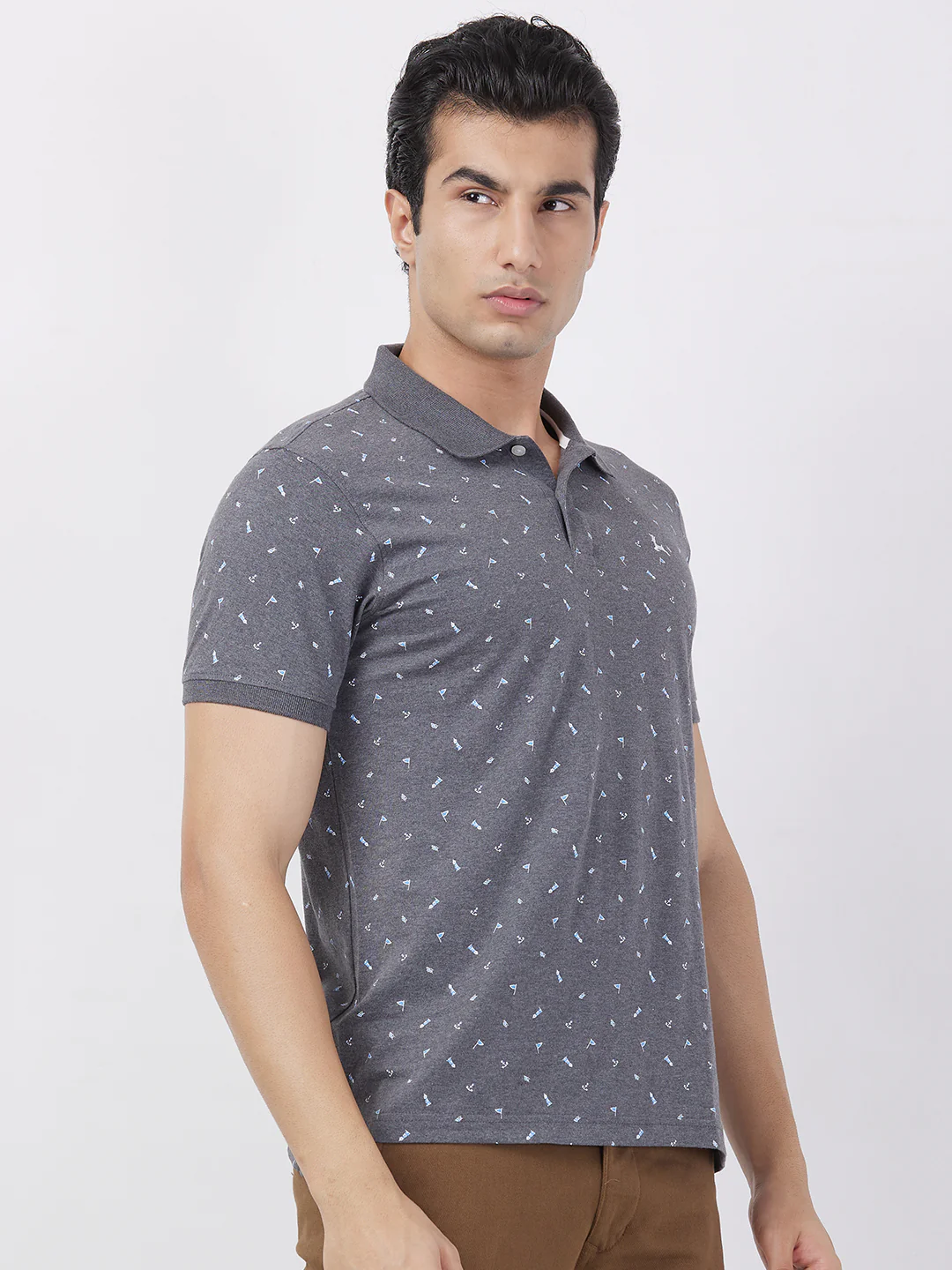 Parx Men Grey Print Regular Fit Cotton T-Shirt - Image 2