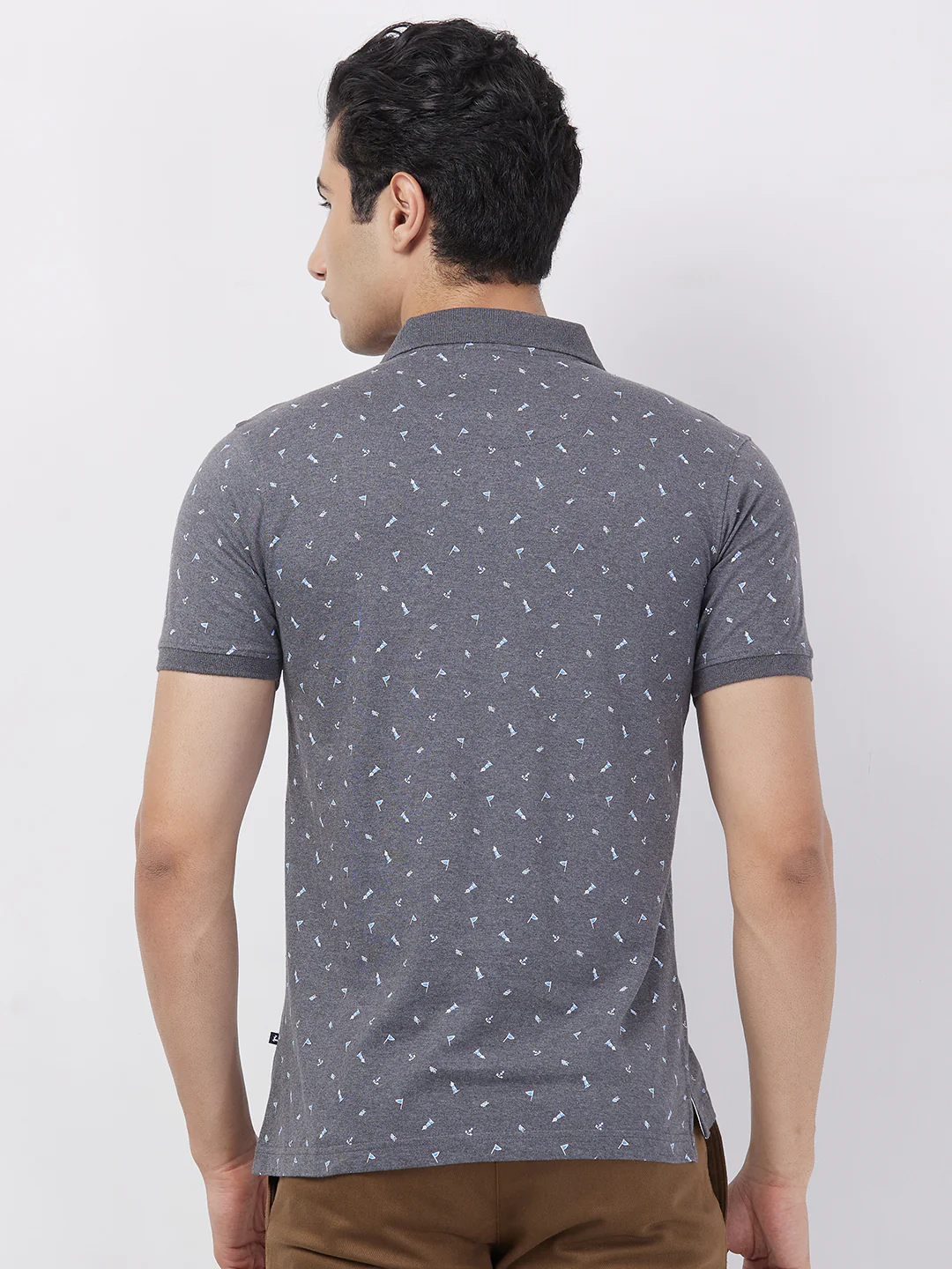 Parx Men Grey Print Regular Fit Cotton T-Shirt - Image 4