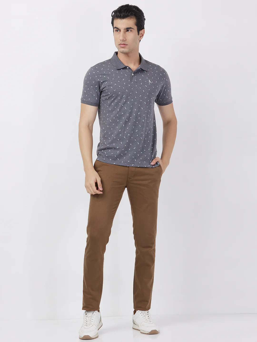 Parx Men Grey Print Regular Fit Cotton T-Shirt - Image 5