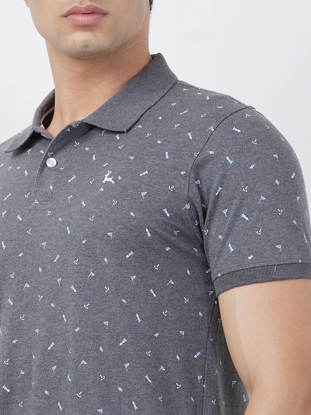 Parx Men Grey Print Regular Fit Cotton T-Shirt - Image 6
