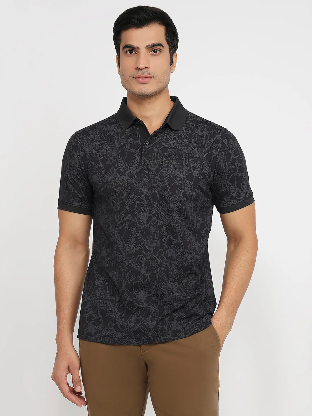 Parx Men Grey Print Regular Fit Rayon Blend T-shirt