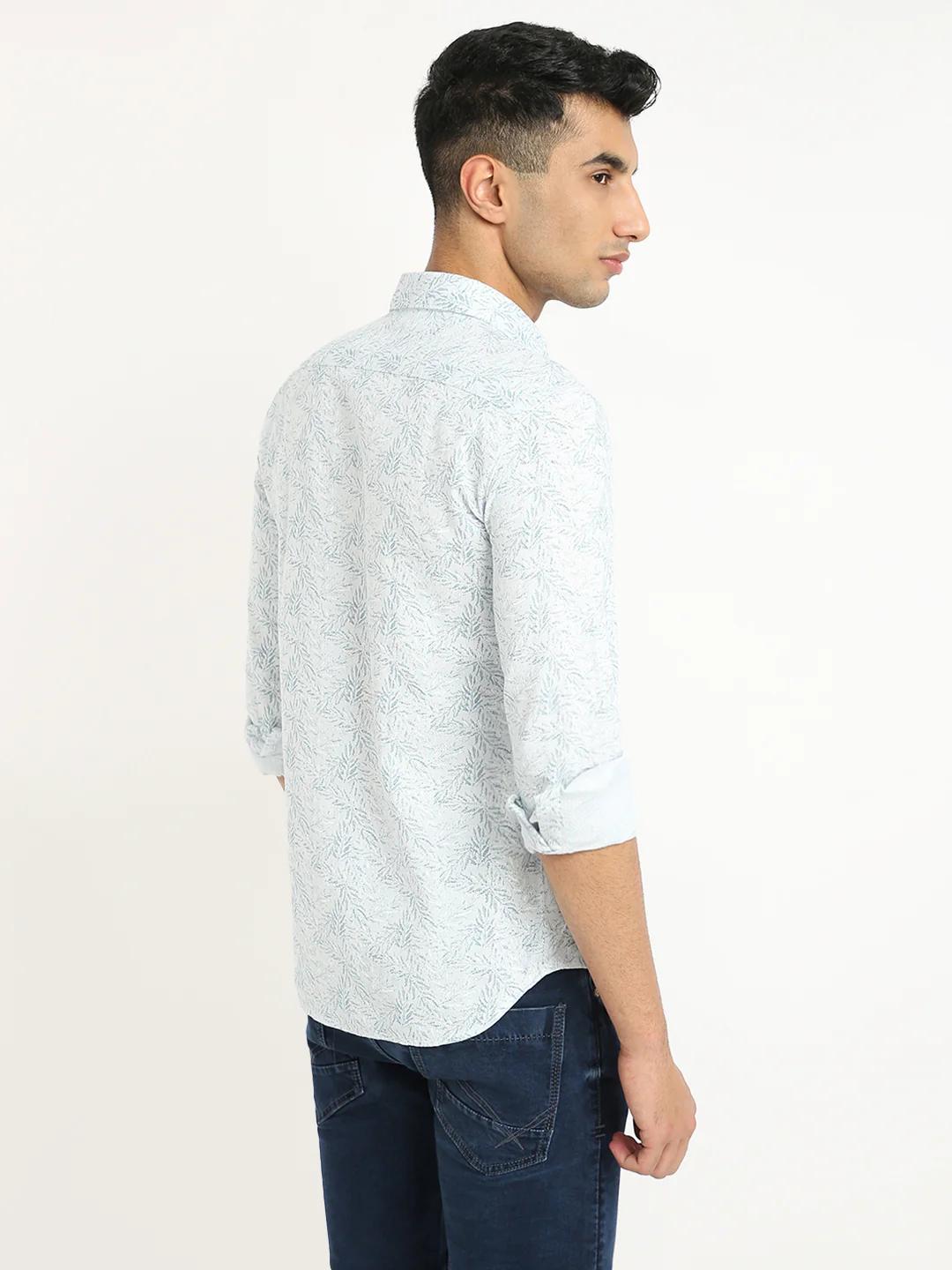 Parx Men Grey Print Slim Fit Cotton Casual Shirt - Image 4