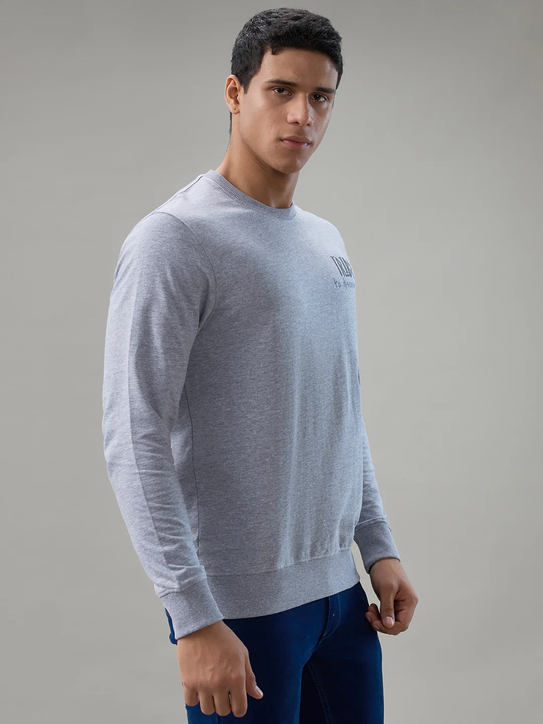 Parx Men Grey Printed Regular Fit Cotton Blend Sweatshirt - Image 2