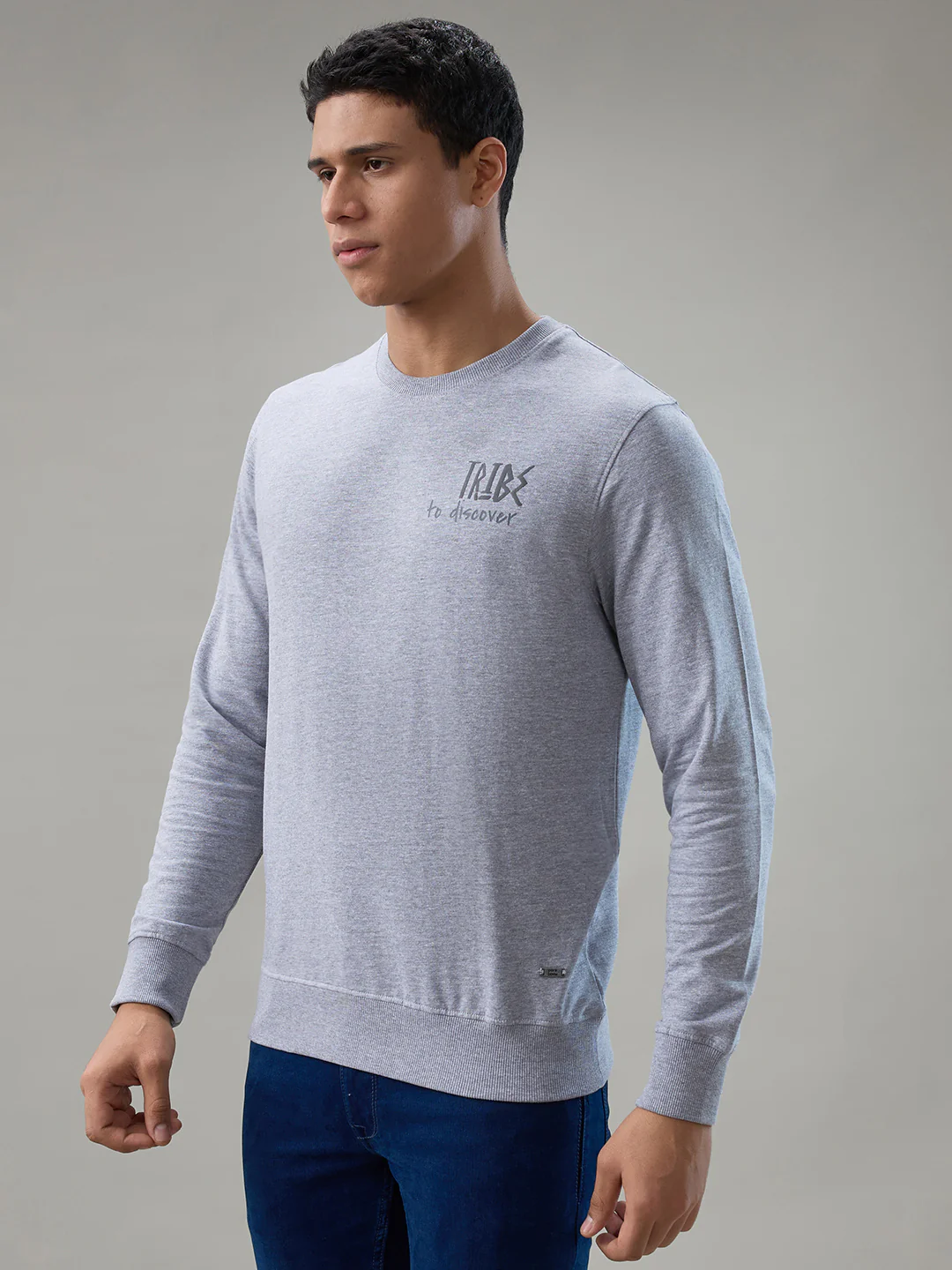 Parx Men Grey Printed Regular Fit Cotton Blend Sweatshirt - Image 3