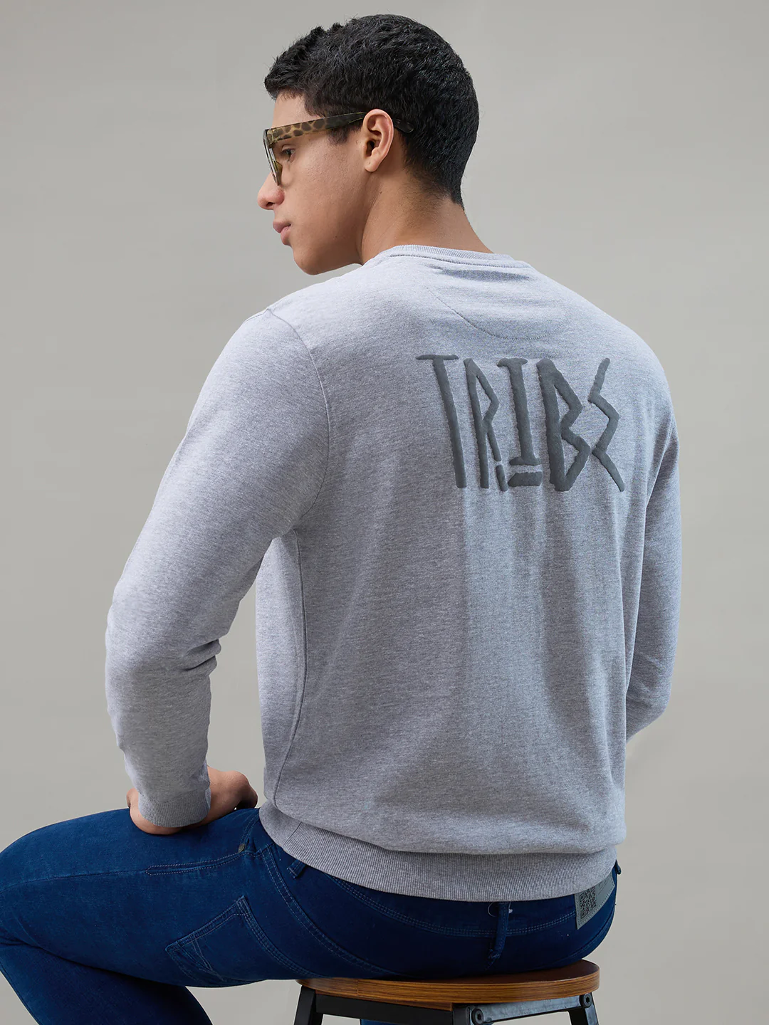 Parx Men Grey Printed Regular Fit Cotton Blend Sweatshirt - Image 4