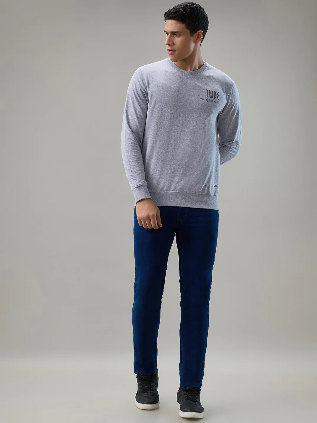 Parx Men Grey Printed Regular Fit Cotton Blend Sweatshirt - Image 5