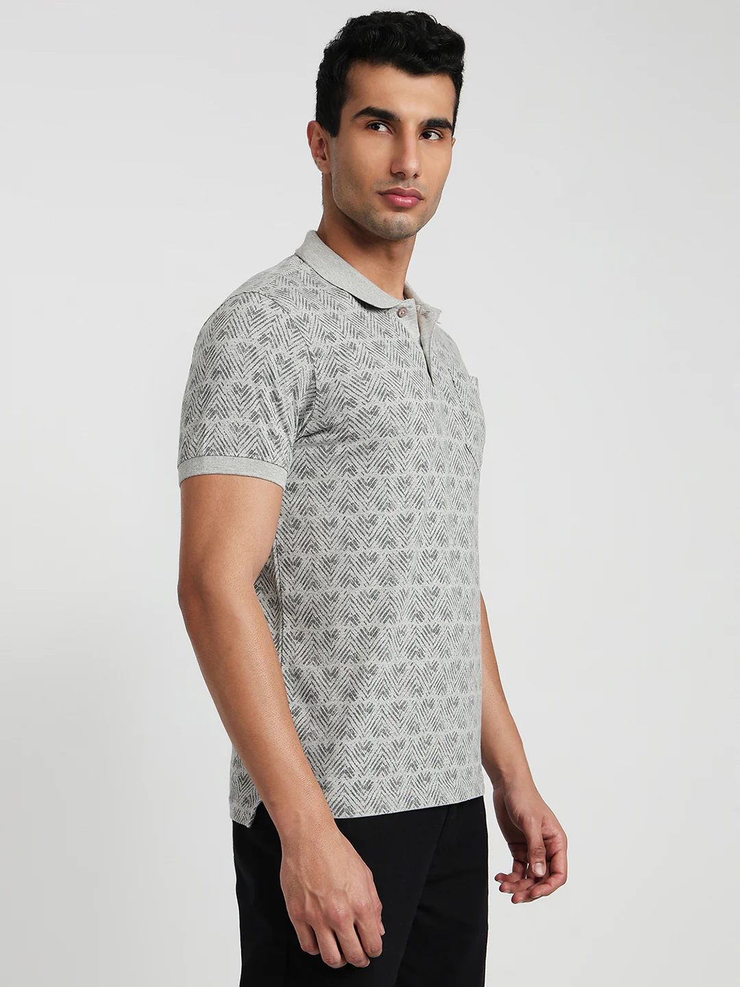 Parx Men Grey Printed Regular Fit Cotton Blend T-Shirt - Image 3