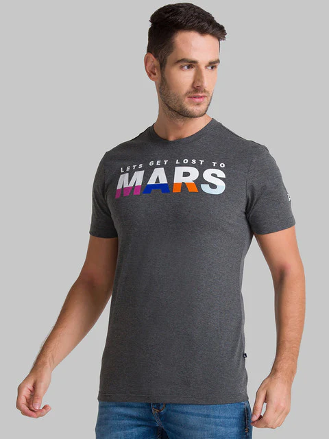 Parx Men Grey Printed Regular Fit Cotton T-Shirt - Image 3