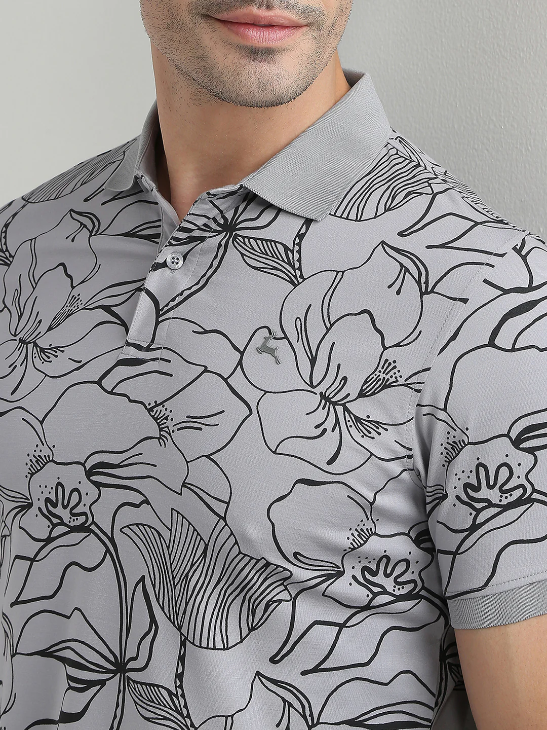 Parx Men Grey Printed Regular Fit Rayon Blend Half Sleeve T-Shirt - Image 6