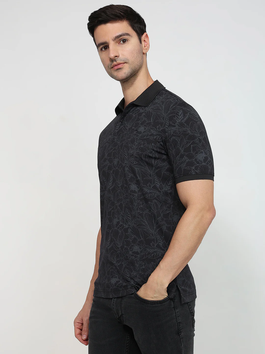 Parx Men Grey Printed Regular Fit Rayon Blend T-Shirt - Image 2