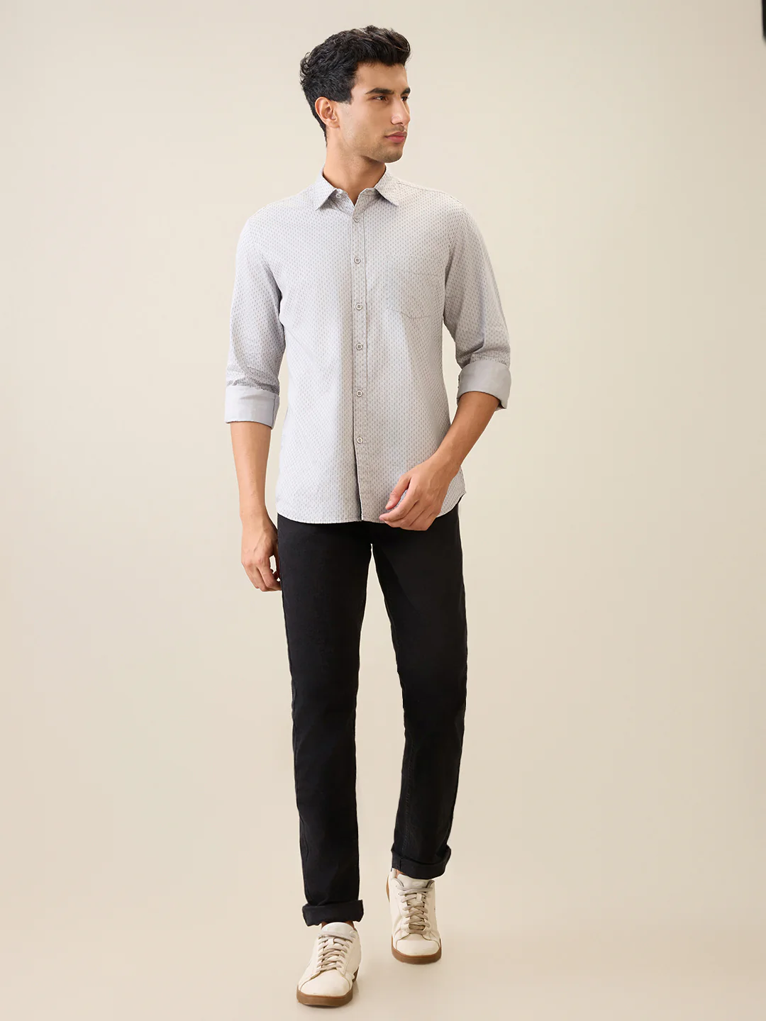 Parx Men Grey Printed Slim Fit Cotton Casual Shirt - Image 5
