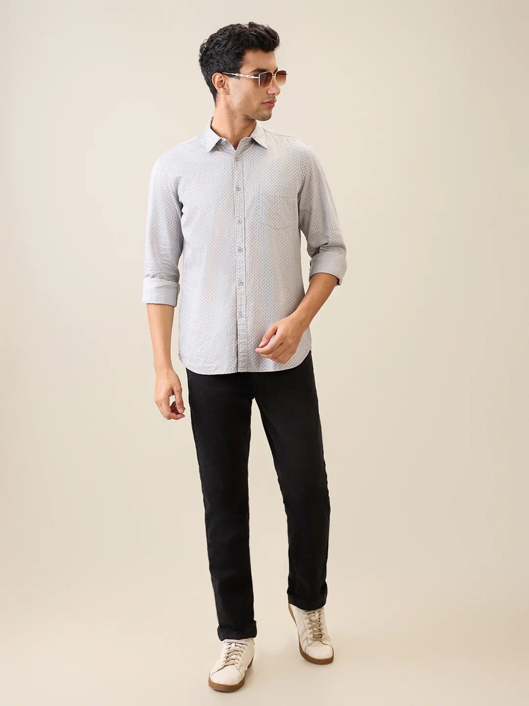 Parx Men Grey Printed Slim Fit Cotton Casual Shirt - Image 6