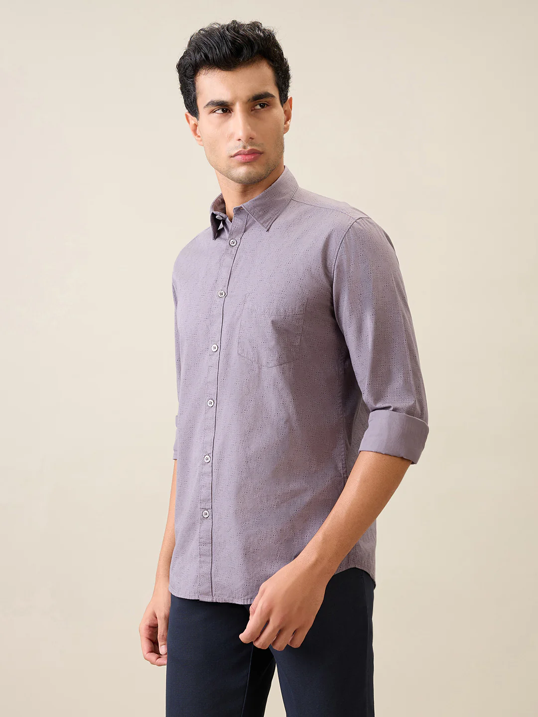 Parx Men Grey Printed Slim Fit Cotton Casual Shirt - Image 2