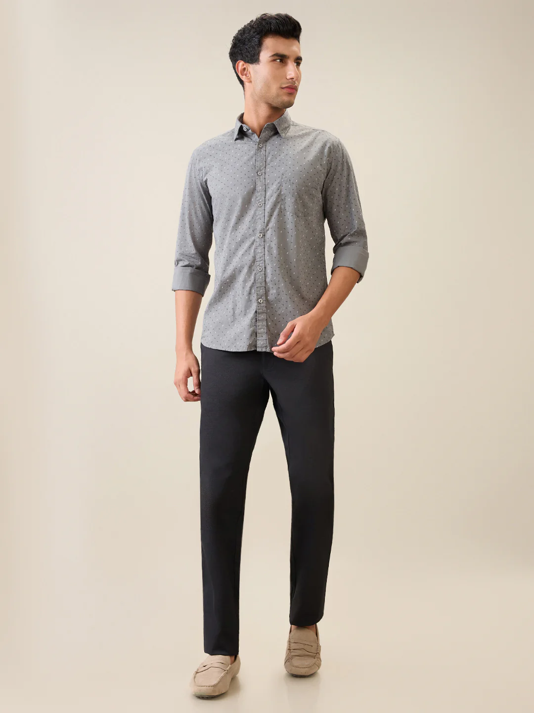 Parx Men Grey Printed Slim Fit Cotton Casual Shirt - Image 5