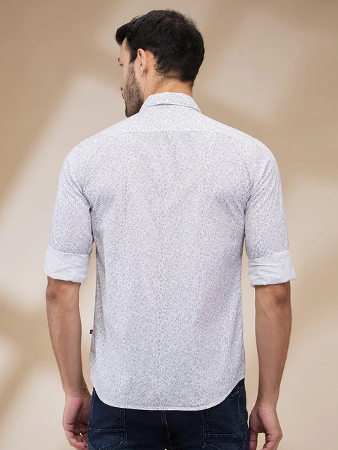 Parx Men Grey Printed Slim Fit Cotton Casual Shirts - Image 4