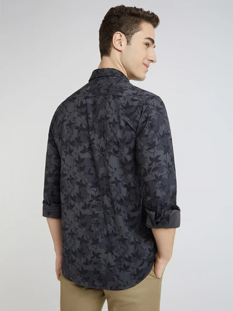 Parx Men Grey Printed Slim Fit Polyester Blend Shirt - Image 4