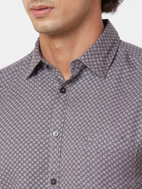 Parx Men Grey Printed Slim Fit Tencel Casual Shirts - Image 6