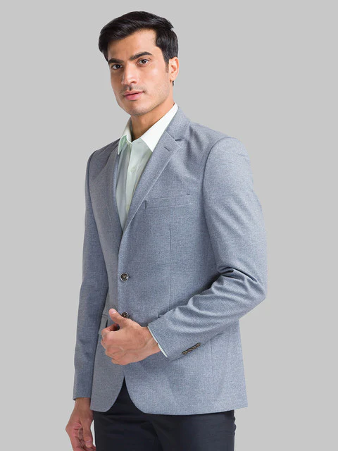 Parx Men Grey Printed Urban Fit Terylene Blend Blazer - Image 3