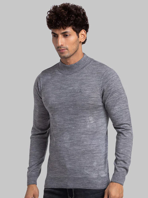 Parx Men Grey Solid Acrylic Blend Sweater - Image 3