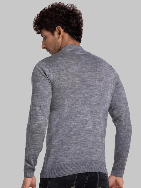 Parx Men Grey Solid Acrylic Blend Sweater - Image 4