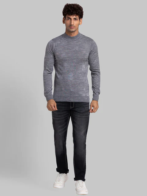 Parx Men Grey Solid Acrylic Blend Sweater - Image 5